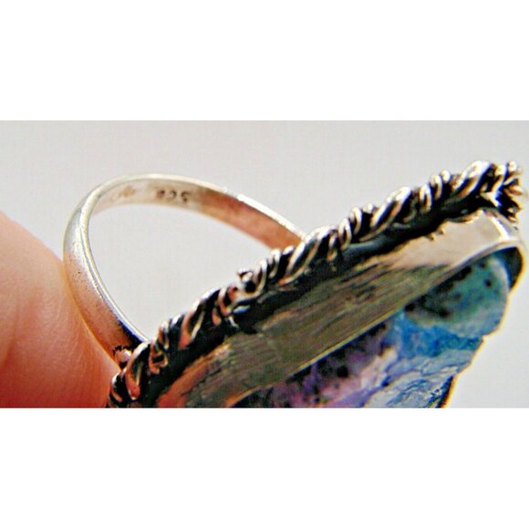 Ametrine Ring Rough Cut Crystal Stone 925 Marked Sterling Silver Plated Size 8 - Picture 5 of 12